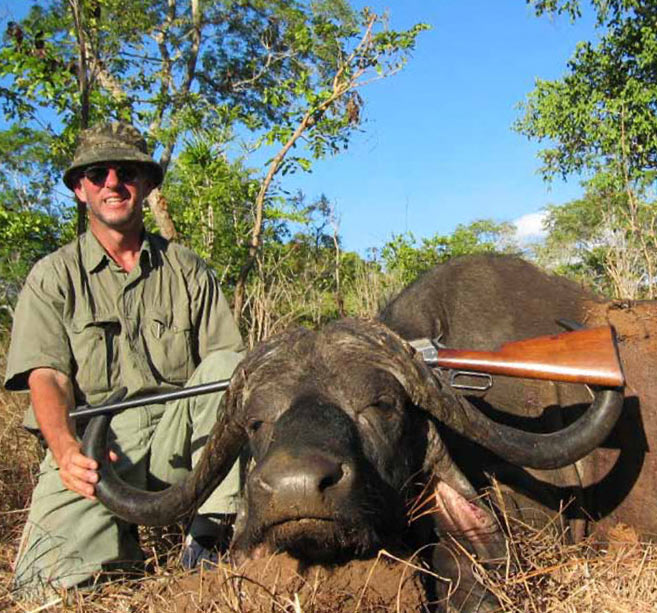 Any mature buffalo bull is a trophy and over 40" in width is very special.  This Winchester 1895 is 42" end to end.