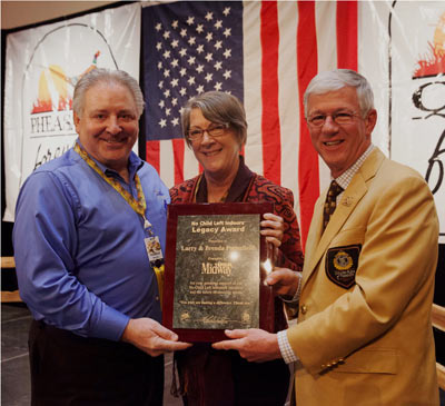 Howard Vincent, President and CEO of Pheasants Forever, Inc., with Larry and Brenda Potterfield, founders of MidwayUSA Howard Vincent, President and CEO of Pheasants Forever, Inc., with Larry and Brenda Potterfield, founders of MidwayUSA