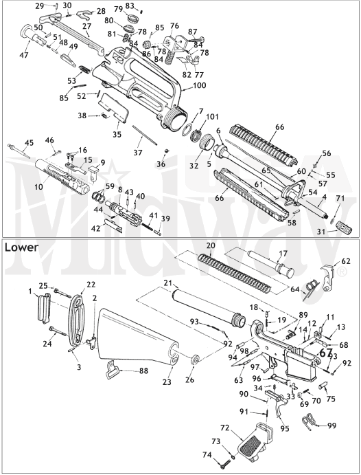 how video ar15 to lower assemble MidwayUSA Schematic at AR 15 here is